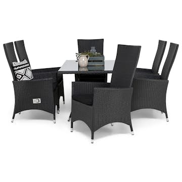 Matgrupp Utomhus Comfort Garden Thor 140 med 6 Jenny Ställbara Utefåtöljer