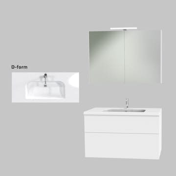 Möbelpaket Miller Badrum New York 1000 med Tvättställ och Spegelskåp