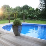 Stålväggspool Planet Pool Premium Inbyggd Oval 6x3,2 m inkl SF8 Stege och Tillbehör