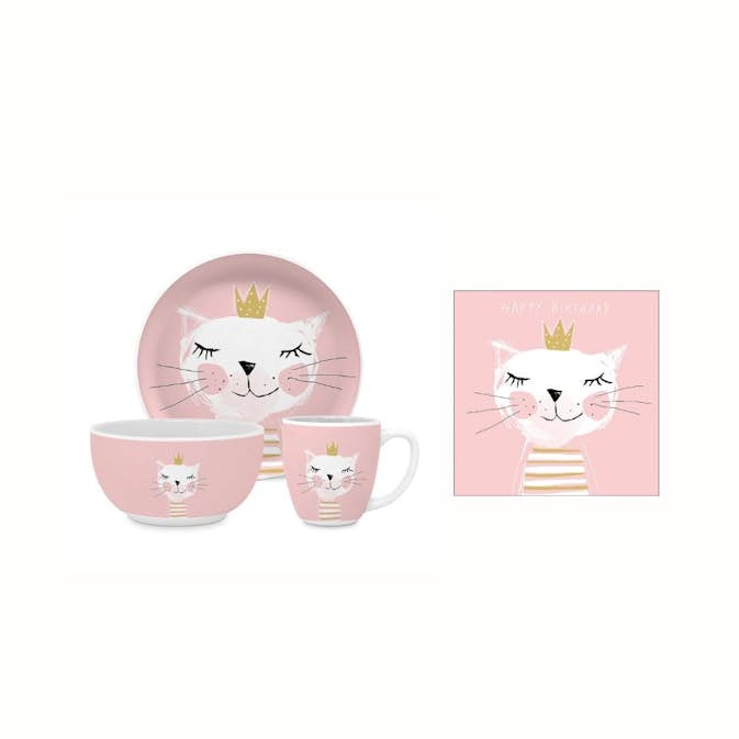 Barnservis Paperproducts Design Happy Cat 3 Delar + Servett