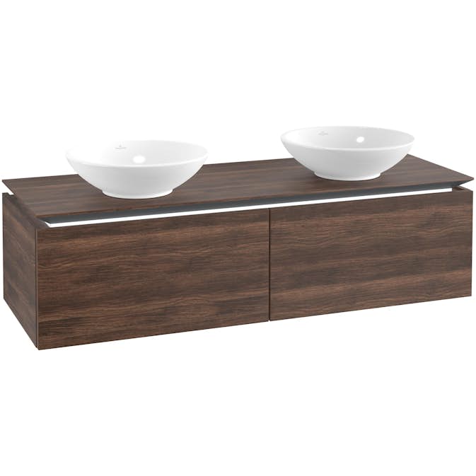 Tvättställsskåp Villeroy & Boch Legato Kompakt 1400 med 2 Lådor för Två Ytmonterade Tvättställ