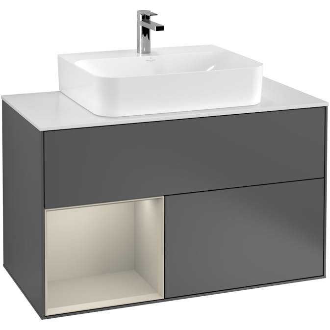 Tvättställsskåp Villeroy & Boch Finion med 2 Lådor Hylla och Bänkskiva för Centrerat Tvättställ