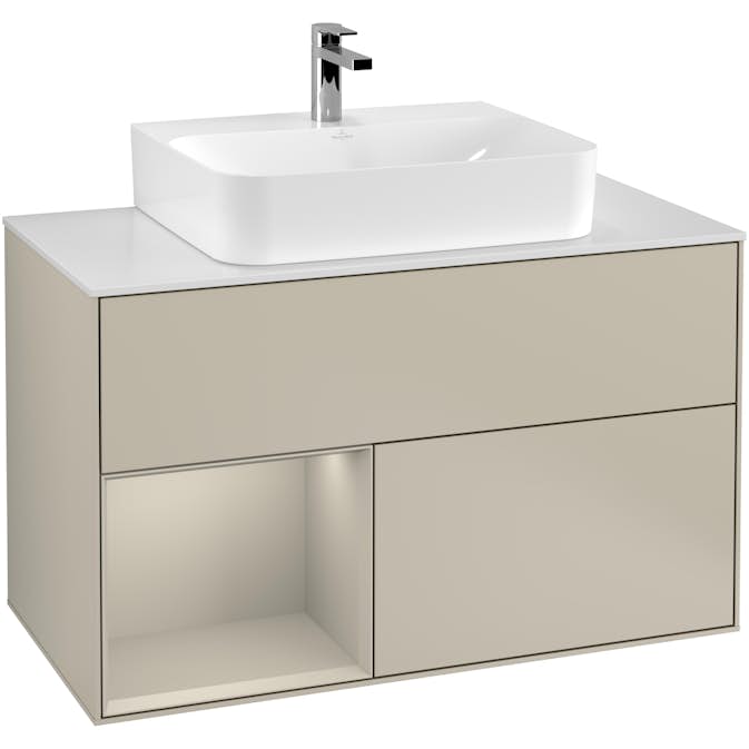 Tvättställsskåp Villeroy & Boch Finion med 2 Lådor Hylla och Bänkskiva för Centrerat Tvättställ