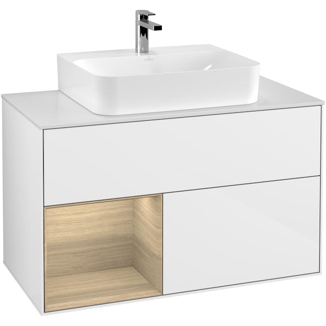 Tvättställsskåp Villeroy & Boch Finion med 2 Lådor Hylla och Bänkskiva för Centrerat Tvättställ