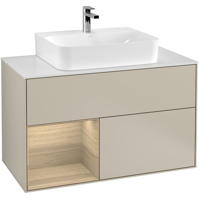 Tvättställsskåp Villeroy & Boch Finion med 2 Lådor Hylla och Bänkskiva för Centrerat Tvättställ
