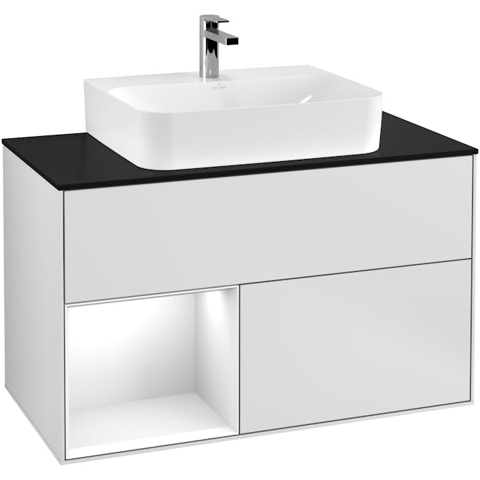 Tvättställsskåp Villeroy & Boch Finion med 2 Lådor Hylla och Bänkskiva för Centrerat Tvättställ