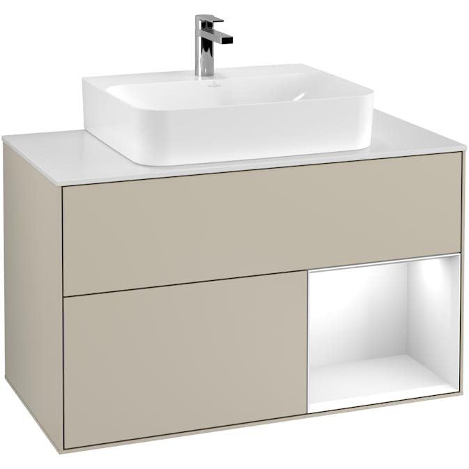 Tvättställsskåp Villeroy & Boch Finion med 2 Lådor Hylla och Bänkskiva för Centrerat Tvättställ