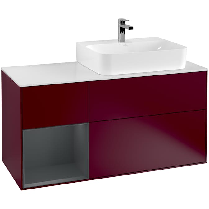 Tvättställsskåp Villeroy & Boch Finion med 3 Lådor Hylla och Bänkskiva för Ocentrerat Tvättställ