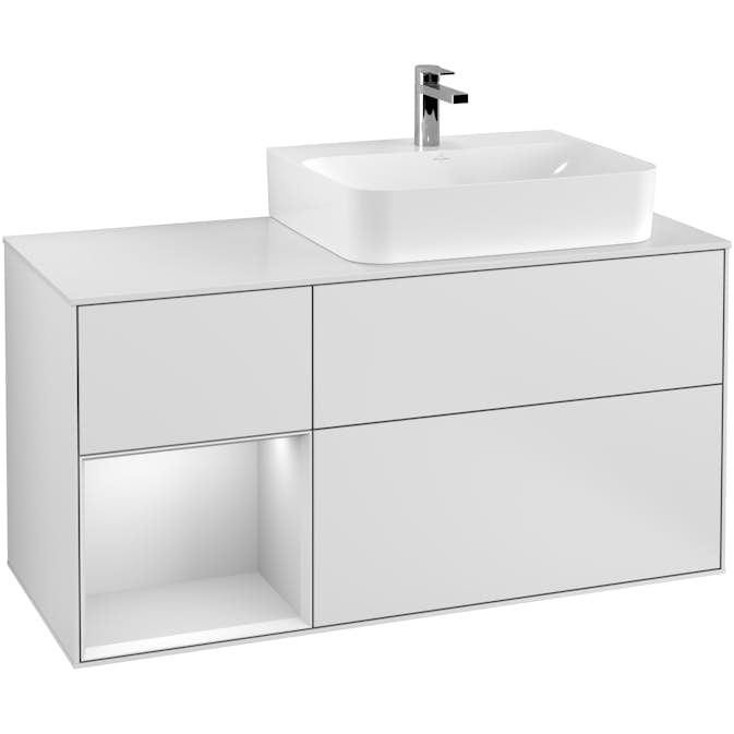 Tvättställsskåp Villeroy & Boch Finion med 3 Lådor Hylla och Bänkskiva för Ocentrerat Tvättställ