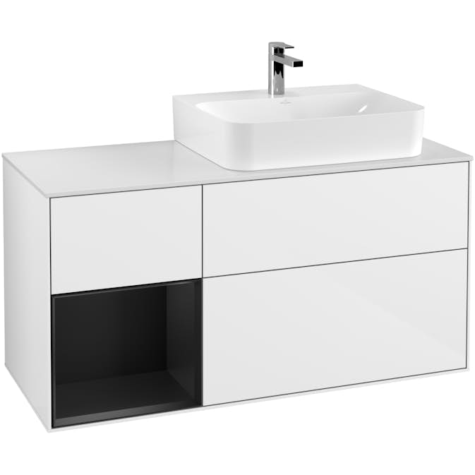 Tvättställsskåp Villeroy & Boch Finion med 3 Lådor Hylla och Bänkskiva för Ocentrerat Tvättställ