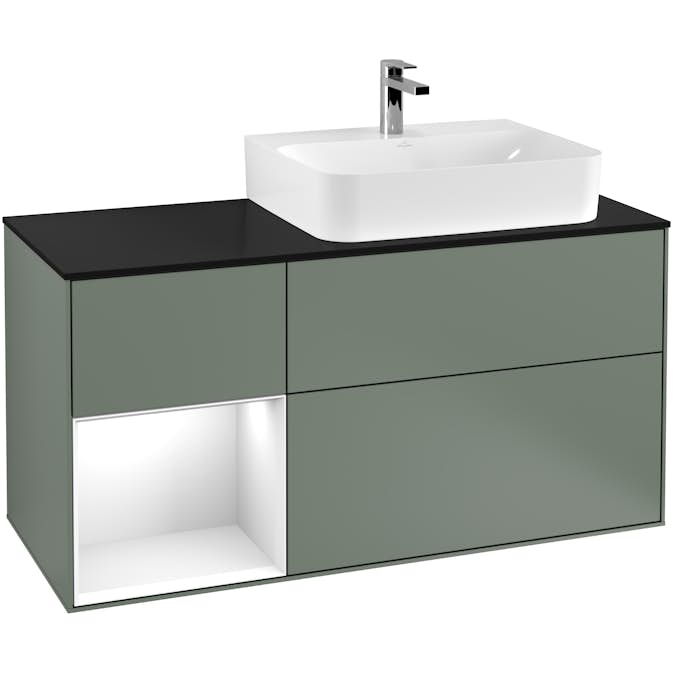 Tvättställsskåp Villeroy & Boch Finion med 3 Lådor Hylla och Bänkskiva för Ocentrerat Tvättställ