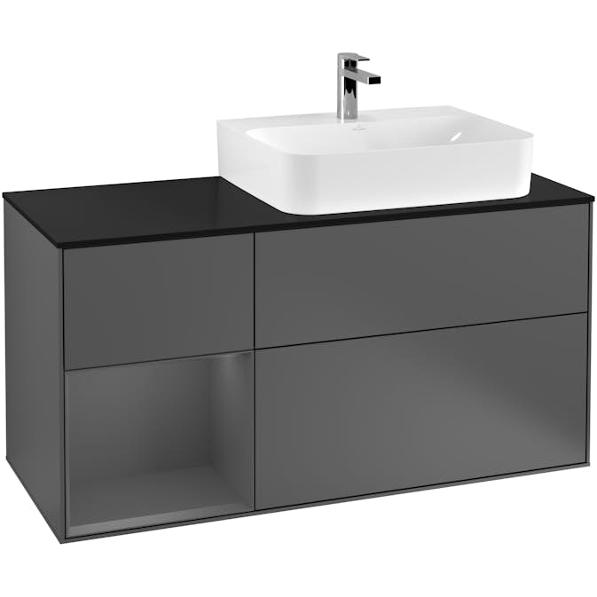 Tvättställsskåp Villeroy & Boch Finion med 3 Lådor Hylla och Bänkskiva för Ocentrerat Tvättställ