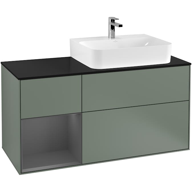 Tvättställsskåp Villeroy & Boch Finion med 3 Lådor Hylla och Bänkskiva för Ocentrerat Tvättställ