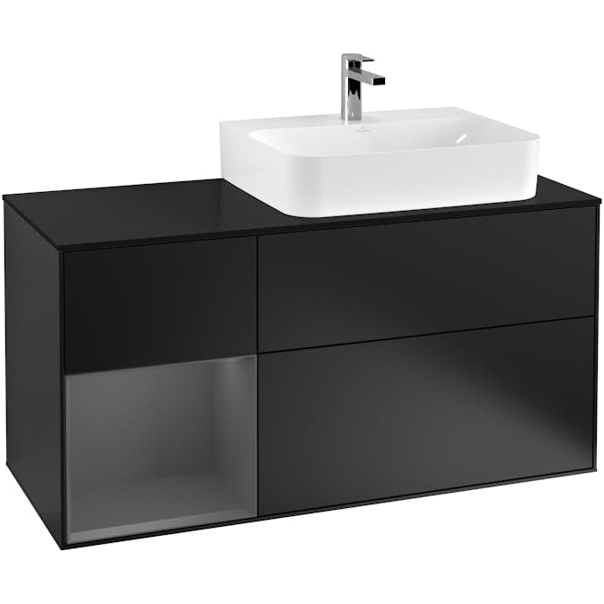 Tvättställsskåp Villeroy & Boch Finion med 3 Lådor Hylla och Bänkskiva för Ocentrerat Tvättställ