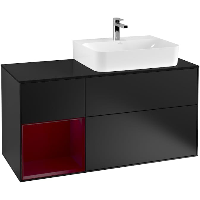 Tvättställsskåp Villeroy & Boch Finion med 3 Lådor Hylla och Bänkskiva för Ocentrerat Tvättställ