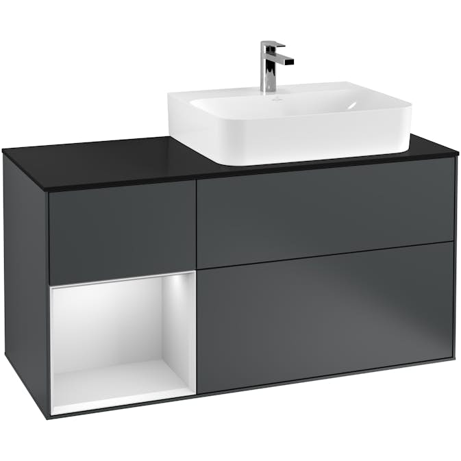 Tvättställsskåp Villeroy & Boch Finion med 3 Lådor Hylla och Bänkskiva för Ocentrerat Tvättställ