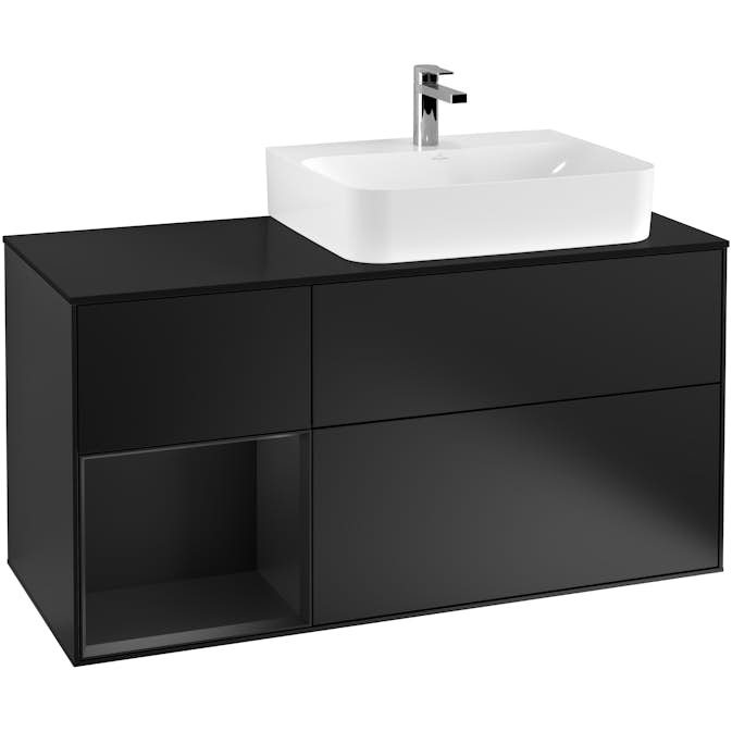 Tvättställsskåp Villeroy & Boch Finion med 3 Lådor Hylla och Bänkskiva för Ocentrerat Tvättställ