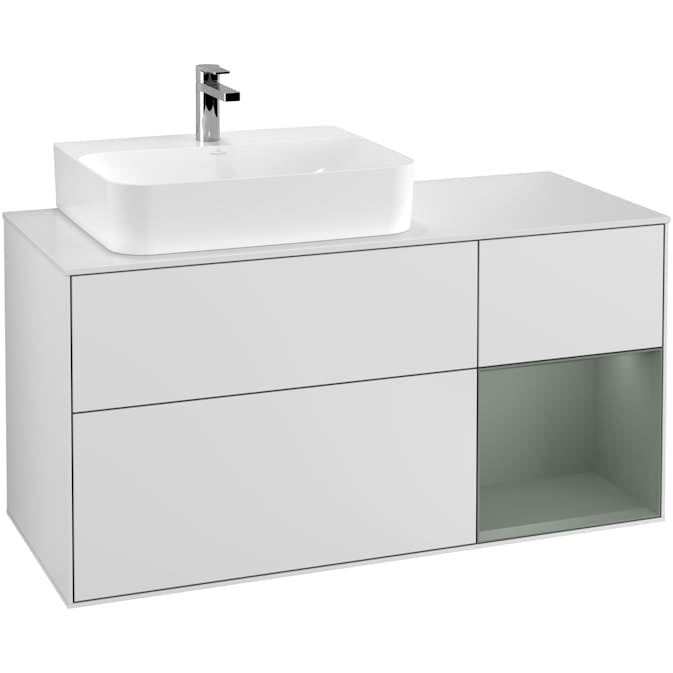 Tvättställsskåp Villeroy & Boch Finion med 3 Lådor Hylla och Bänkskiva för Ocentrerat Tvättställ