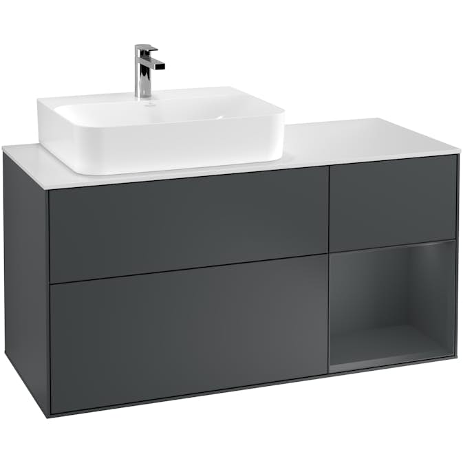 Tvättställsskåp Villeroy & Boch Finion med 3 Lådor Hylla och Bänkskiva för Ocentrerat Tvättställ