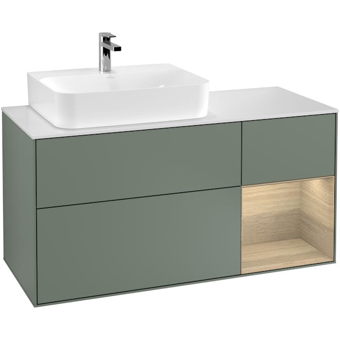 Tvättställsskåp Villeroy & Boch Finion med 3 Lådor Hylla och Bänkskiva för Ocentrerat Tvättställ