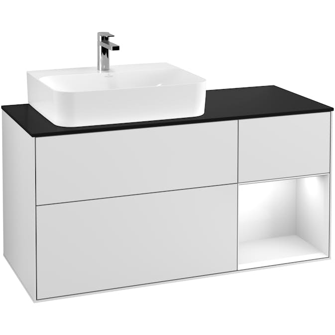 Tvättställsskåp Villeroy & Boch Finion med 3 Lådor Hylla och Bänkskiva för Ocentrerat Tvättställ