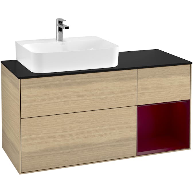 Tvättställsskåp Villeroy & Boch Finion med 3 Lådor Hylla och Bänkskiva för Ocentrerat Tvättställ