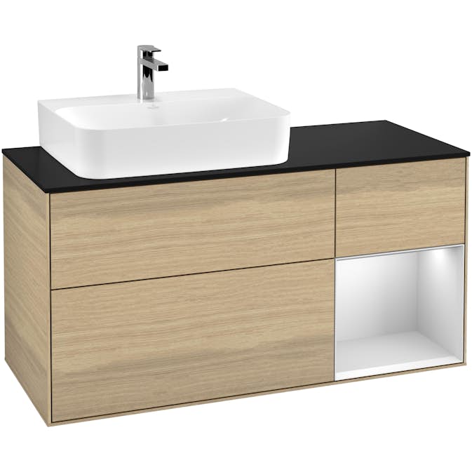 Tvättställsskåp Villeroy & Boch Finion med 3 Lådor Hylla och Bänkskiva för Ocentrerat Tvättställ