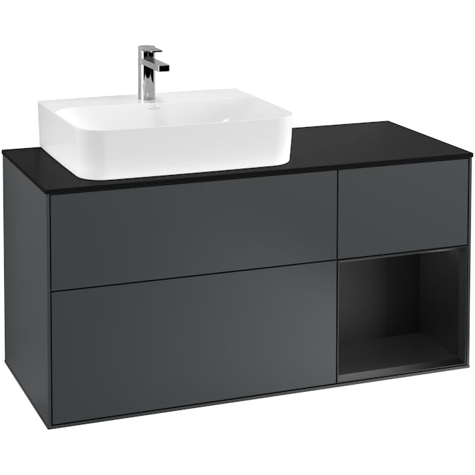 Tvättställsskåp Villeroy & Boch Finion med 3 Lådor Hylla och Bänkskiva för Ocentrerat Tvättställ