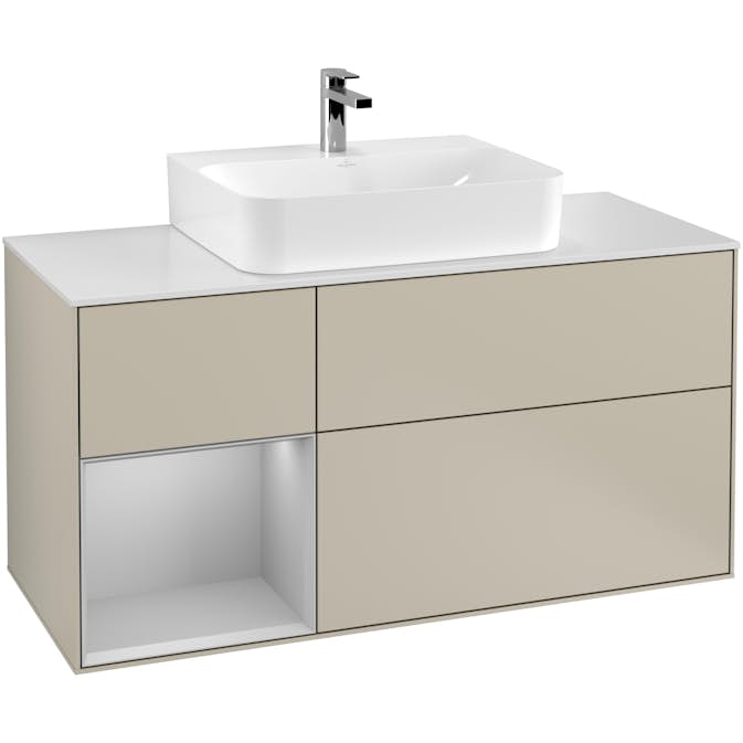 Tvättställsskåp Villeroy & Boch Finion med 3 Lådor Hylla och Bänkskiva för Centrerat Tvättställ