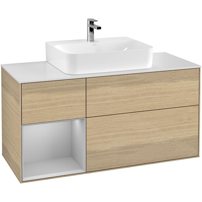 Tvättställsskåp Villeroy & Boch Finion med 3 Lådor Hylla och Bänkskiva för Centrerat Tvättställ