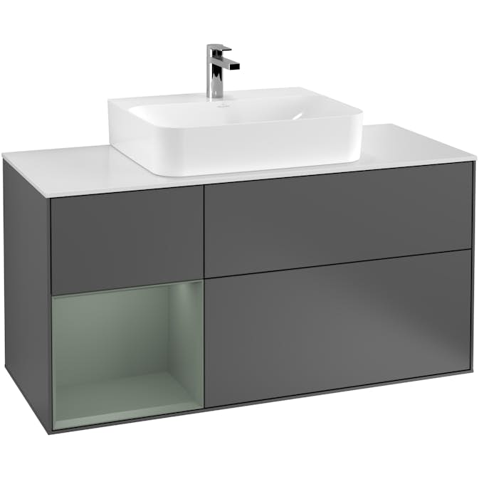 Tvättställsskåp Villeroy & Boch Finion med 3 Lådor Hylla och Bänkskiva för Centrerat Tvättställ