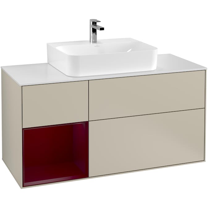 Tvättställsskåp Villeroy & Boch Finion med 3 Lådor Hylla och Bänkskiva för Centrerat Tvättställ