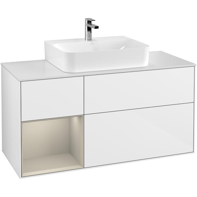 Tvättställsskåp Villeroy & Boch Finion med 3 Lådor Hylla och Bänkskiva för Centrerat Tvättställ