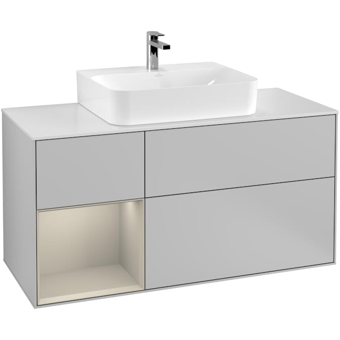 Tvättställsskåp Villeroy & Boch Finion med 3 Lådor Hylla och Bänkskiva för Centrerat Tvättställ