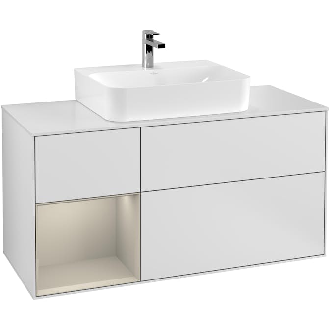 Tvättställsskåp Villeroy & Boch Finion med 3 Lådor Hylla och Bänkskiva för Centrerat Tvättställ