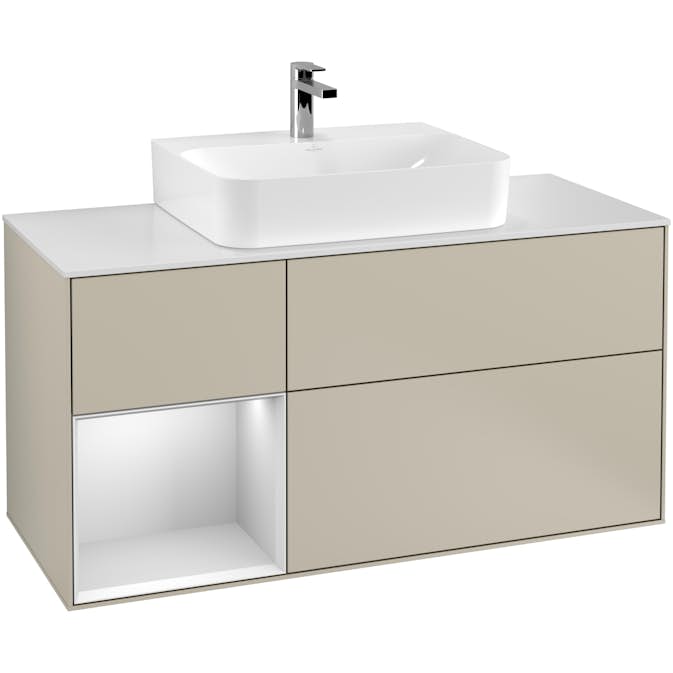 Tvättställsskåp Villeroy & Boch Finion med 3 Lådor Hylla och Bänkskiva för Centrerat Tvättställ