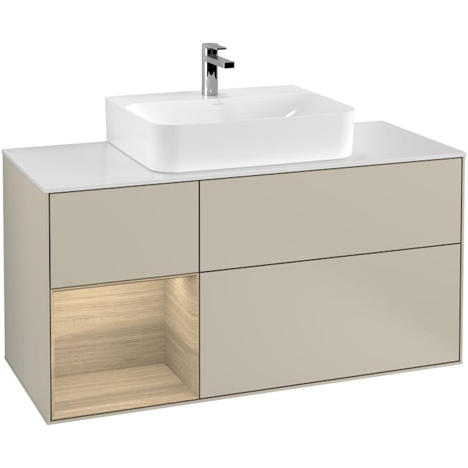 Tvättställsskåp Villeroy & Boch Finion med 3 Lådor Hylla och Bänkskiva för Centrerat Tvättställ