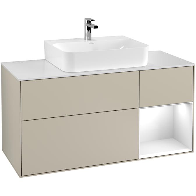 Tvättställsskåp Villeroy & Boch Finion med 3 Lådor Hylla och Bänkskiva för Centrerat Tvättställ