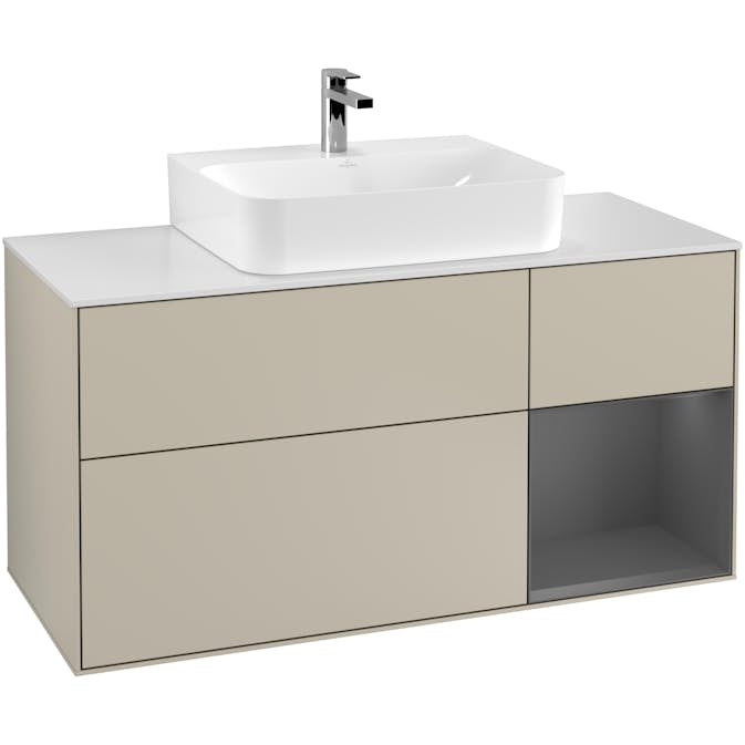 Tvättställsskåp Villeroy & Boch Finion med 3 Lådor Hylla och Bänkskiva för Centrerat Tvättställ
