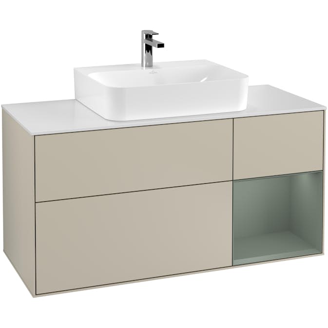 Tvättställsskåp Villeroy & Boch Finion med 3 Lådor Hylla och Bänkskiva för Centrerat Tvättställ