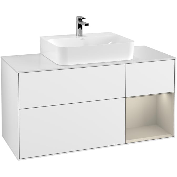 Tvättställsskåp Villeroy & Boch Finion med 3 Lådor Hylla och Bänkskiva för Centrerat Tvättställ