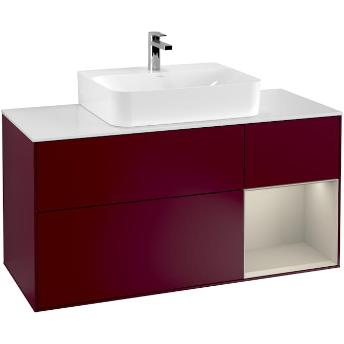 Tvättställsskåp Villeroy & Boch Finion med 3 Lådor Hylla och Bänkskiva för Centrerat Tvättställ