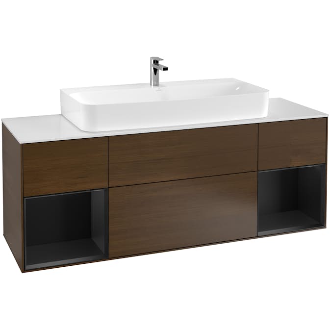 Tvättställsskåp Villeroy & Boch Finion med Två Hyllor och Bänkskiva för Centrerat Tvättställ