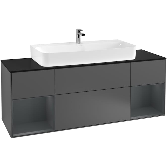 Tvättställsskåp Villeroy & Boch Finion med Två Hyllor och Bänkskiva för Centrerat Tvättställ