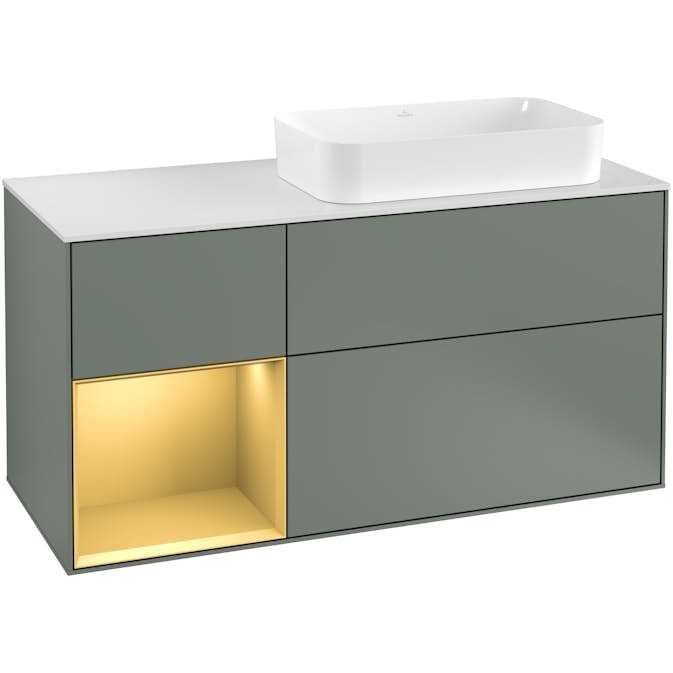 Tvättställsskåp Villeroy & Boch Finion med 3 Lådor Hylla och Bänkskiva för Ocentrerat Fristående Tvättställ