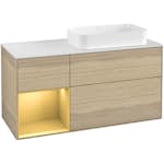 Tvättställsskåp Villeroy & Boch Finion med 3 Lådor Hylla och Bänkskiva för Ocentrerat Fristående Tvättställ