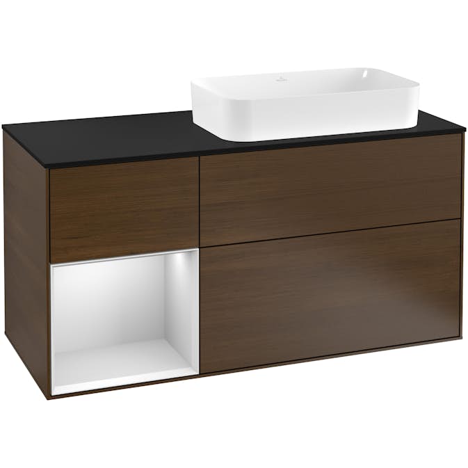 Tvättställsskåp Villeroy & Boch Finion med 3 Lådor Hylla och Bänkskiva för Ocentrerat Fristående Tvättställ