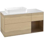 Tvättställsskåp Villeroy & Boch Finion med 3 Lådor Hylla och Bänkskiva för Ocentrerat Fristående Tvättställ