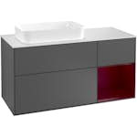 Tvättställsskåp Villeroy & Boch Finion med 3 Lådor Hylla och Bänkskiva för Ocentrerat Fristående Tvättställ