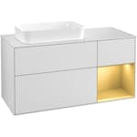 Tvättställsskåp Villeroy & Boch Finion med 3 Lådor Hylla och Bänkskiva för Ocentrerat Fristående Tvättställ